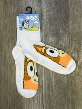 Kids White Socks with Orange Cartoon Fox Face